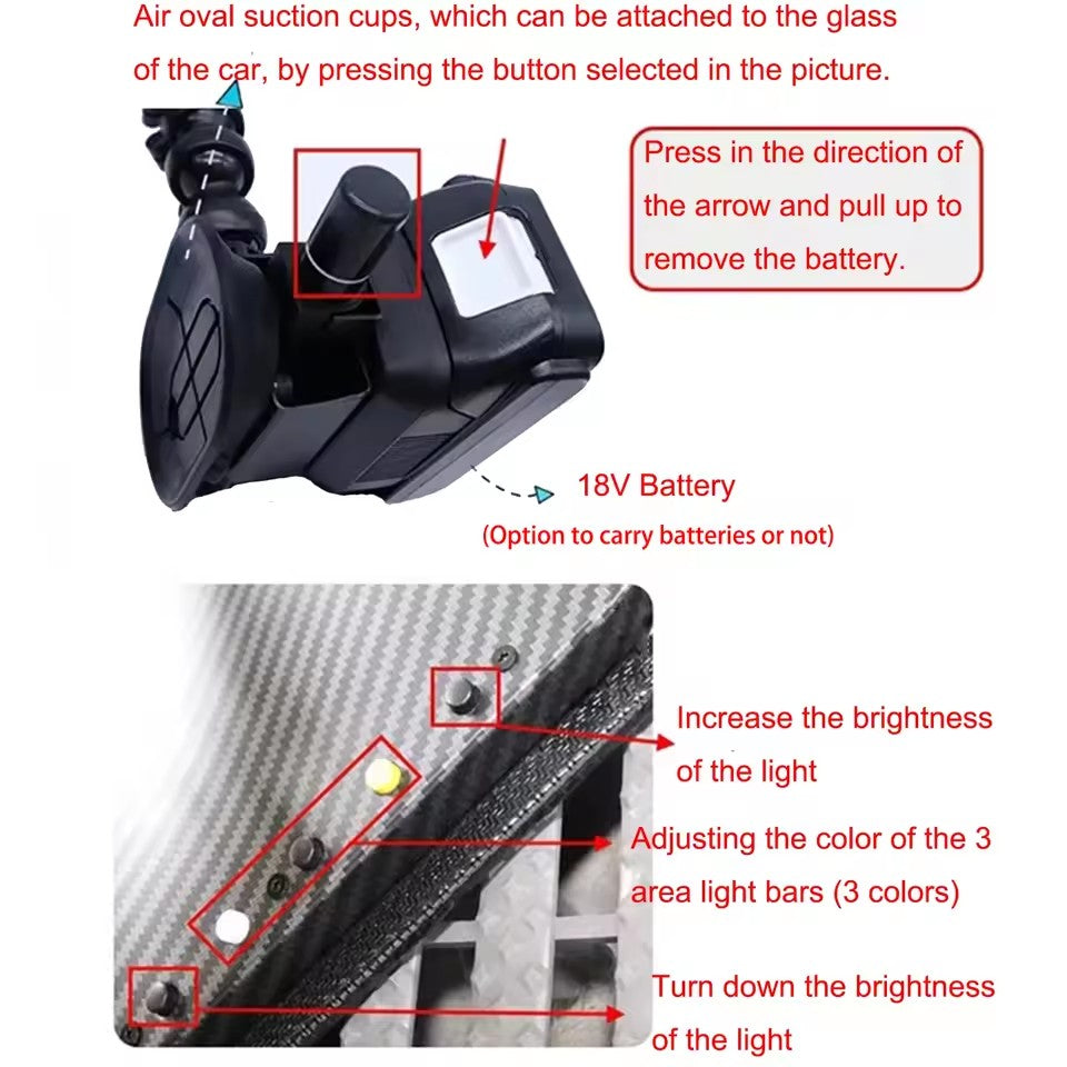 40*20cm Car Dent PDR Light,12 Light Color Styles Adjustment, Paintless Dent Repair Tool Car Dent Light Board Car Dent Tools
