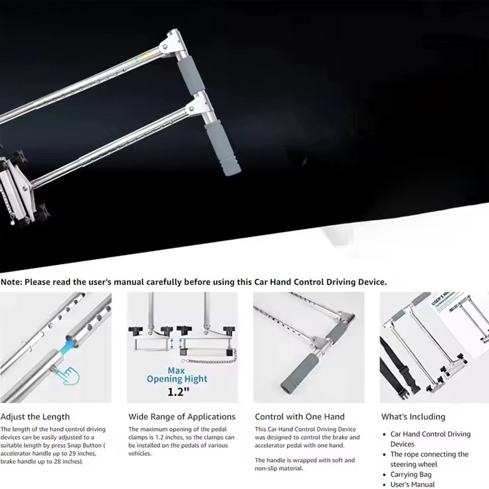 Durable Handicap Driving Hand Control, Adjustable Disabled Driving Handicap Aid Equipment, Convenient Driving Device, Custom Bag