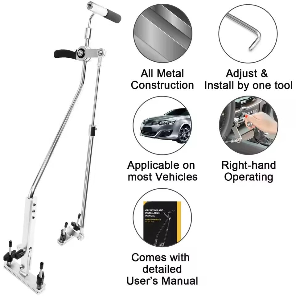 Hand Controls For Disabled Drivers Push And Pull All Metal Steel Handicap Driving Aids Stick