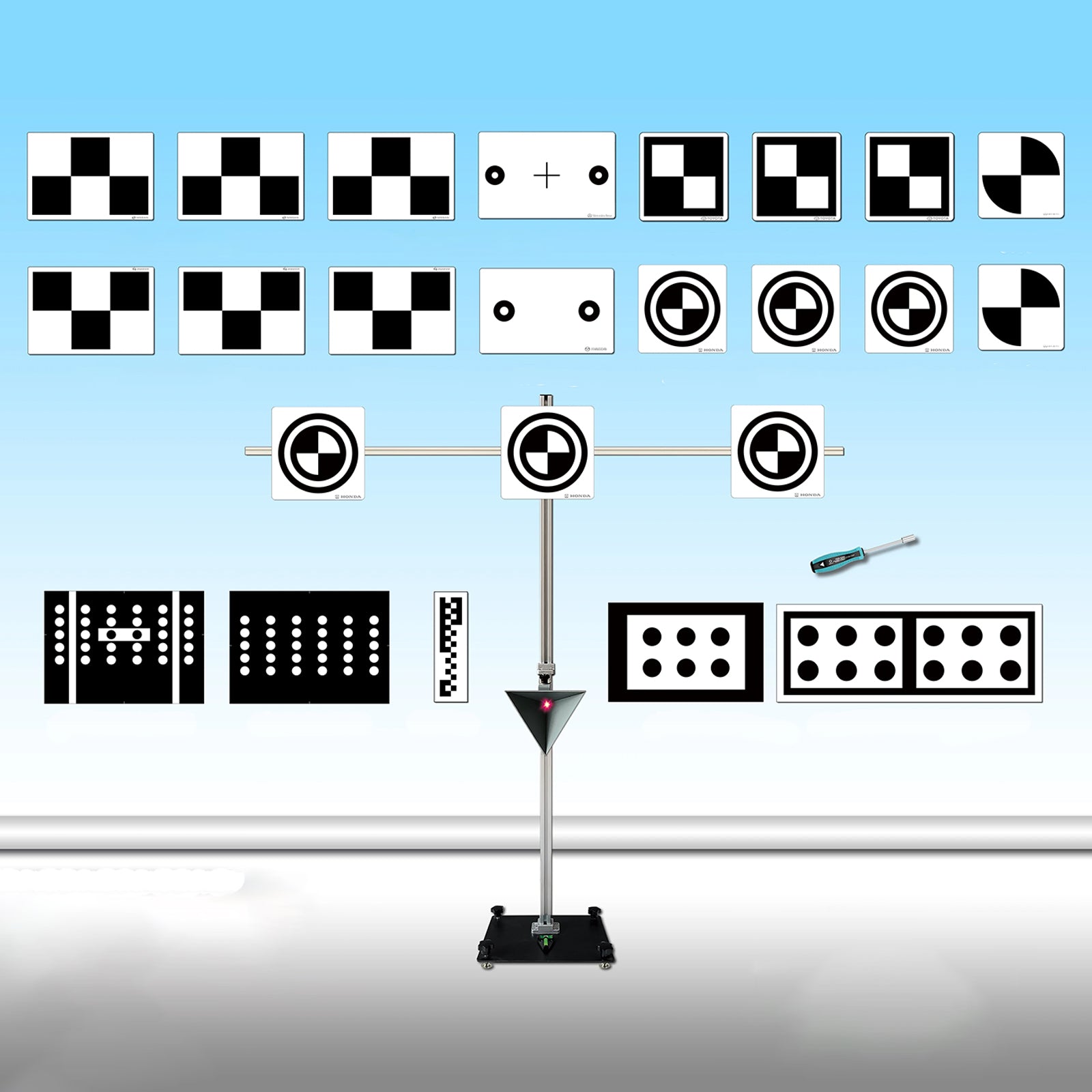 ADAS calibration tool for car camera and radar installing on the windshield
