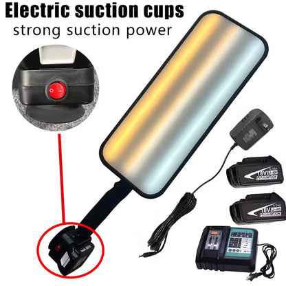 Large Light Panel Car Dent PDR Light With Electric Suction Cups， 9 Light Styles Adjustment，Optional With Two 6000 MAh Batteries And A Fast Charging Dock ，Paintless Dent Repair Tool