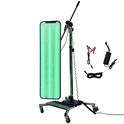 Professional PDR Paintless Dent Repair Leveling Lamp Stand, Equipped with a green light source,With A Freely Adjustable Shelf Light，Portable Storage