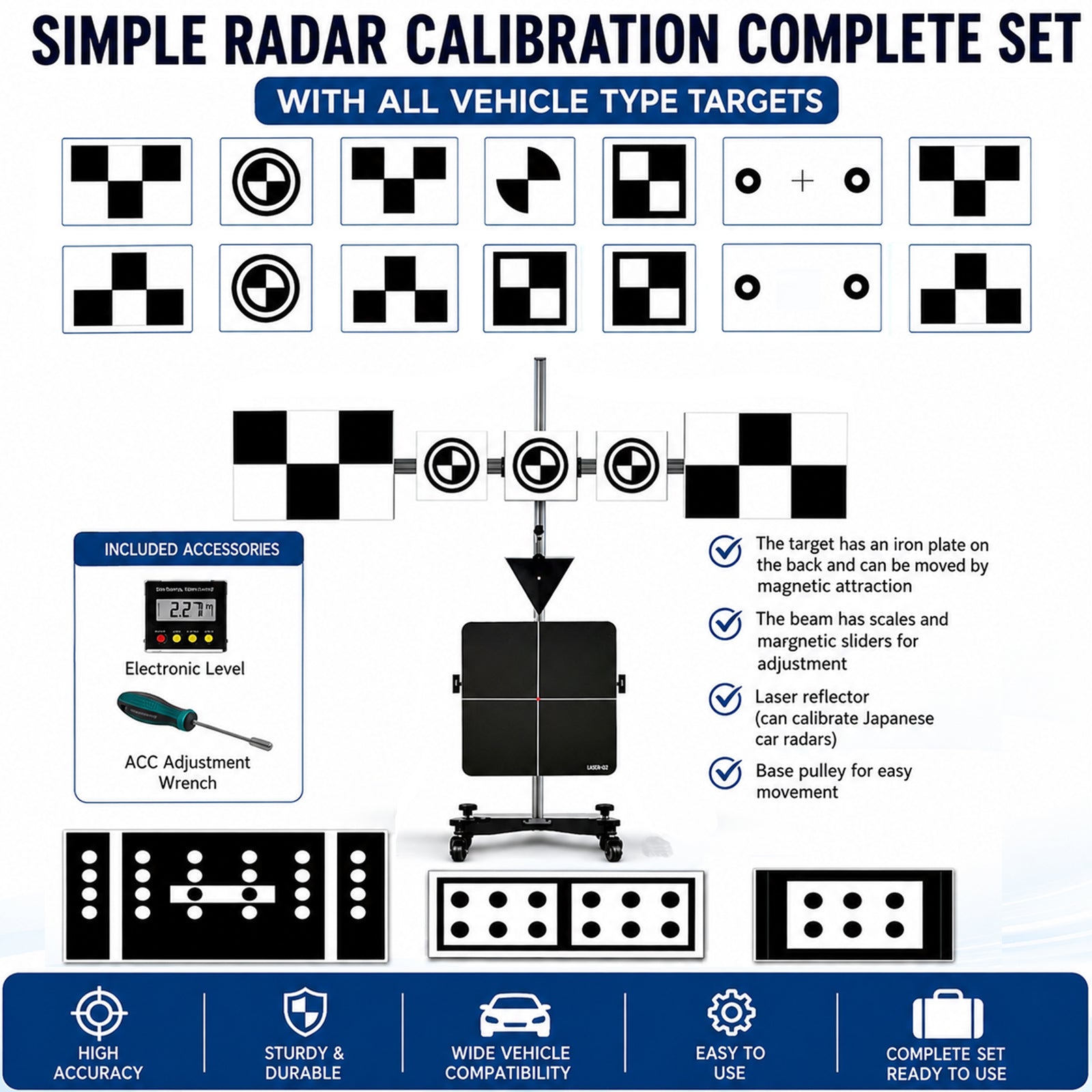 Équipement de calibrage radar à cible ACC toutes marques pour voiture, réflecteur, kit d'outils de calibrage ADAS
