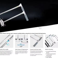 Durable Handicap Driving Hand Control, Adjustable Disabled Driving Handicap Aid Equipment, Convenient Driving Device, Custom Bag